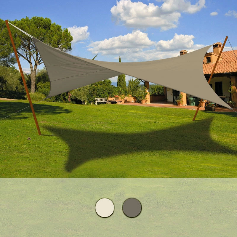 Vela ombreggiante in poliestere con tiranti, rettangolare 4x3 m - Vela Ombreggiante In Poliestere Con Tiranti, Rettangolare 4x3 M Colore Ecru