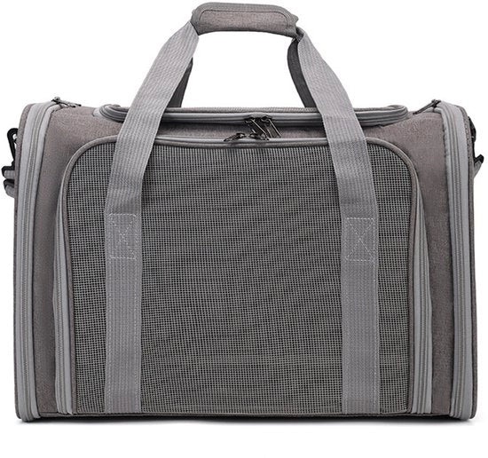 Tas per cattivi trasportabili, portatile gabbia per gatti e cani con cuscino soffice per viaggi in treno/automobile (grigio, 45x30x30cm) - L