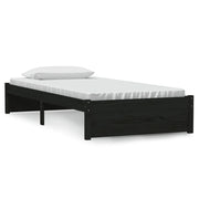 Letto singolo | Letto per adulti | Giroletto Nero in Legno Massello 90x190 cm Single