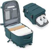 Valigetta da viaggio per aereo 40x20x25 cm, zaino per viaggiatori con tasca per scarpe, 20L, impermeabile, con tasca per laptop fino a 14 pollici, colore blu pavone.