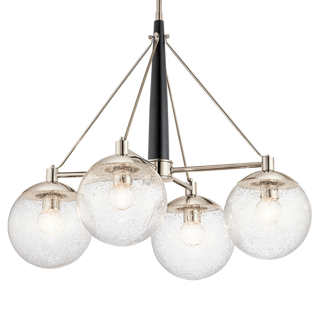Lampadario Contemporaneo Marilyn Acciaio Nichel Lucido Vetro 4 Luci E27