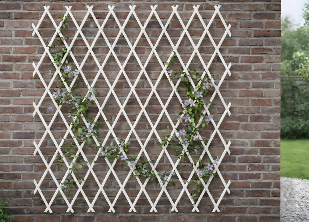 Traliccio Estensibile In PVC Per Piante Rampicanti Recinzione Giardino Balcone - 100x300 - Bianco