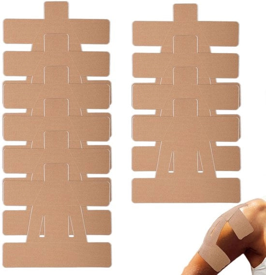 Tape kinesiologico adesivo 10 pezzi - supporto per la schiena - senza latex - resistente - elastico - materiale cotone/acrilico 22x21x0,1 cm