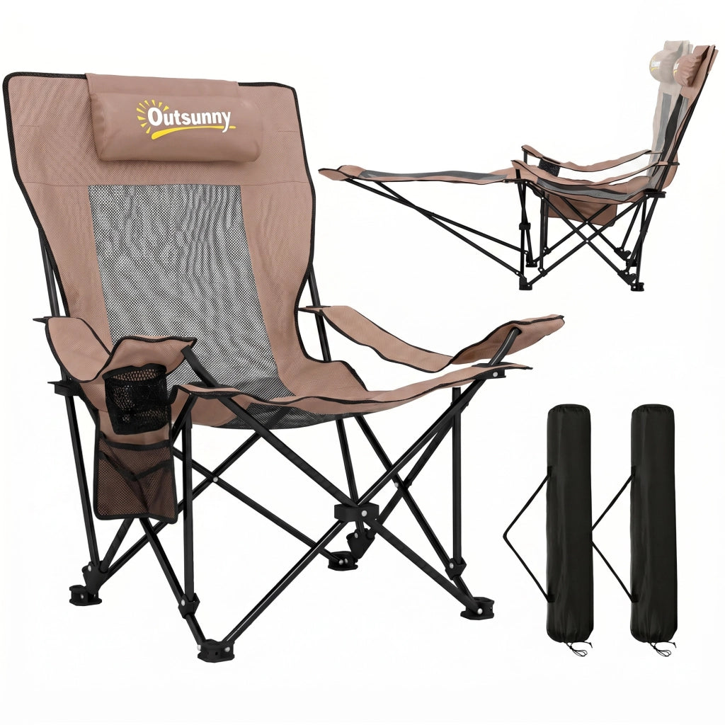 Set 2 Sedie Pieghevoli ¨C zephmum ¨C Tessuto Oxford e Metallo, Marrone e Nero
