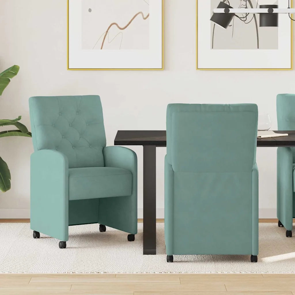 Sedie da Pranzo con Ruote 2 pcs verde mare 58 x 67 x 97 cm