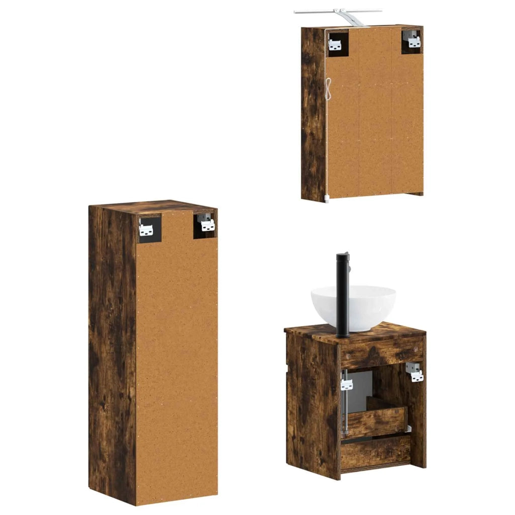 Set di mobili per il bagno 4 pcs Rovere Fumo 3407467