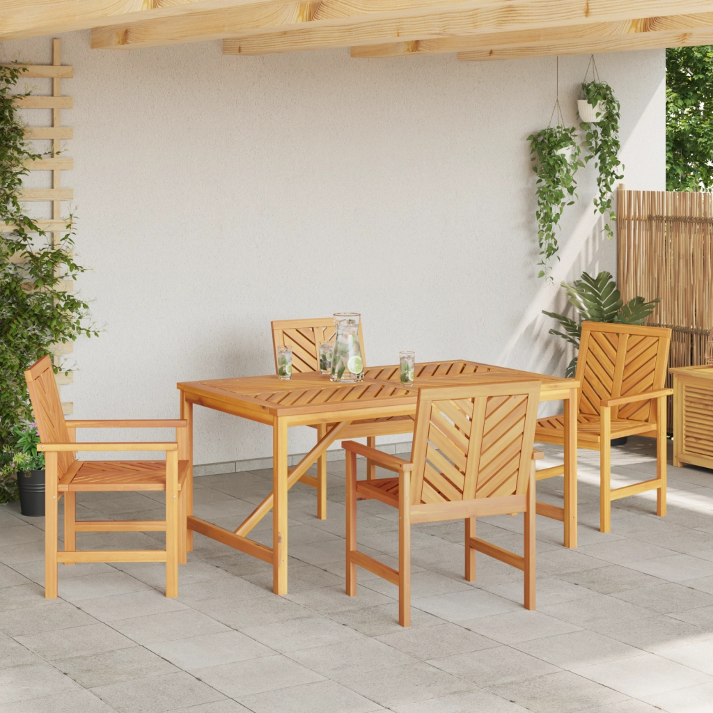 Set da Pranzo da Giardino 4 Pezzi in Legno Massello di Acacia