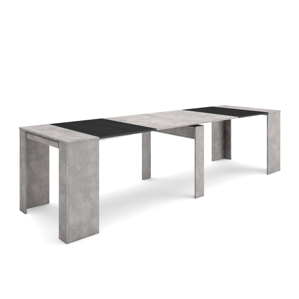 Consolle allungabile, 302x90x77cm, Per 14 persone, Tavolo da pranzo, grigio cemento RF2637