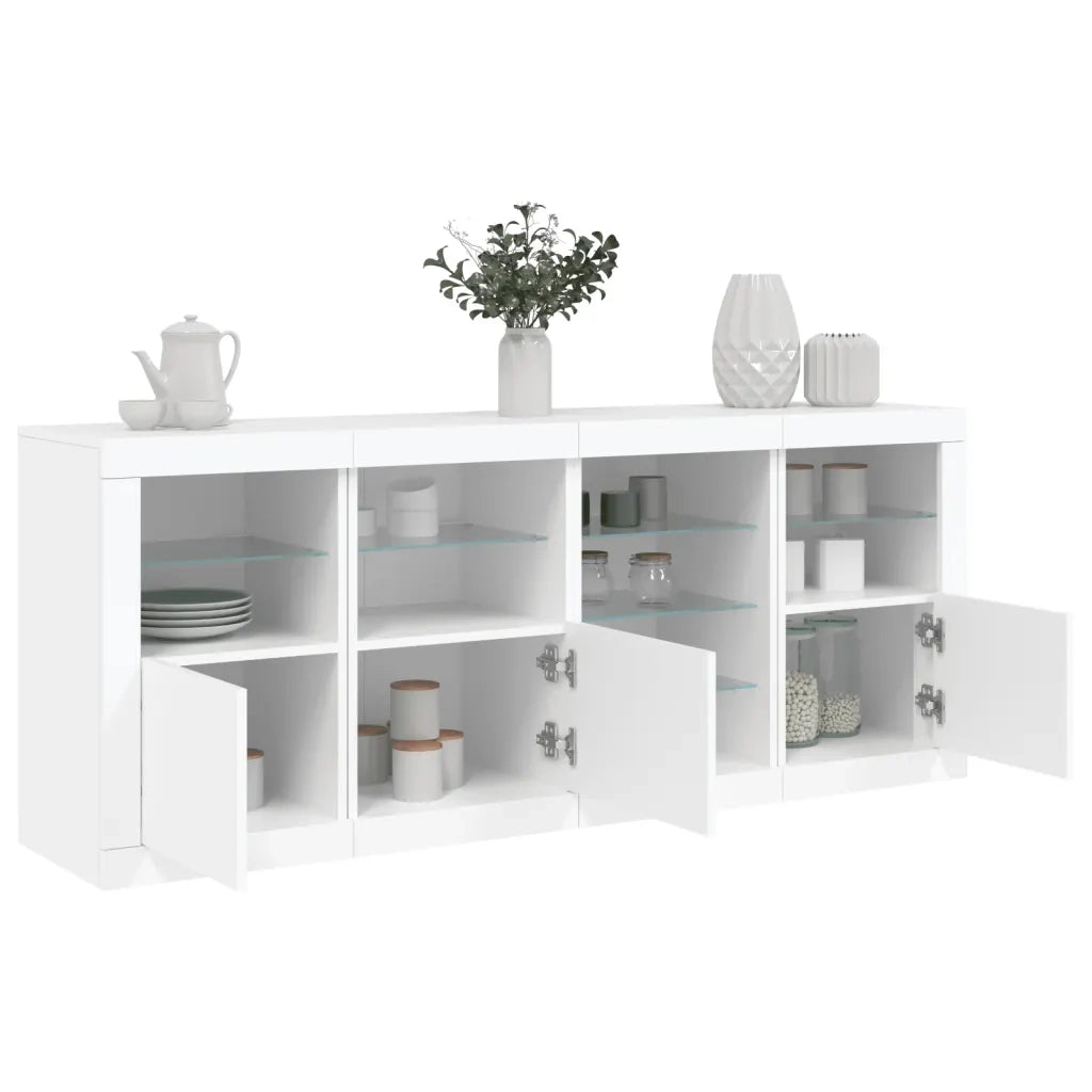 Credenza | Madia | Buffet da pranzo | Armadio da pranzo con Luci LED Bianca 164x37x67 cm