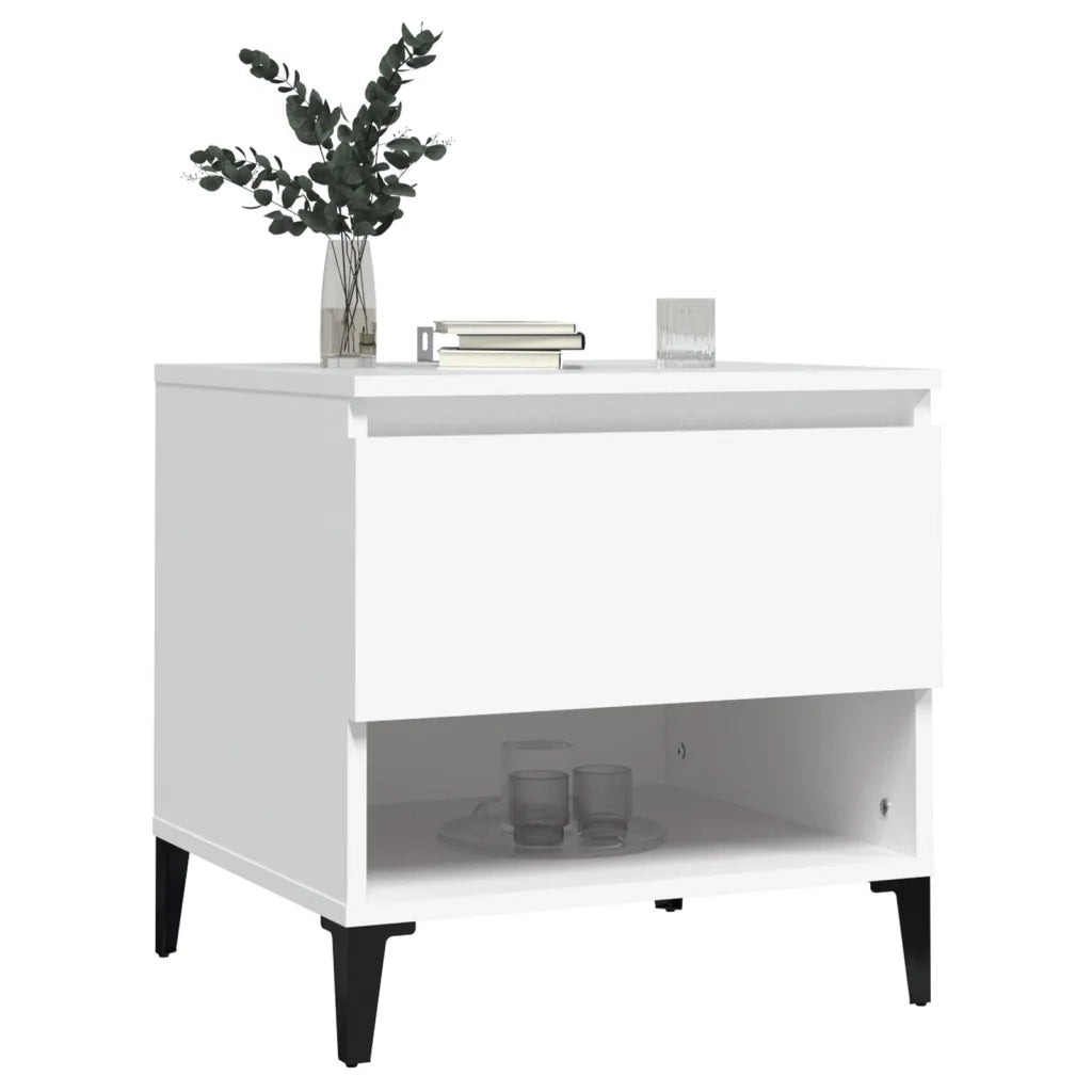 Tavolini 2 pz Bianchi 50x46x50 cm in Legno Multistrato 819549