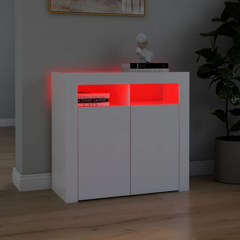 Credenza | Madia | Buffet da pranzo | Armadio da pranzo con Luci LED Bianca 80x35x75 cm