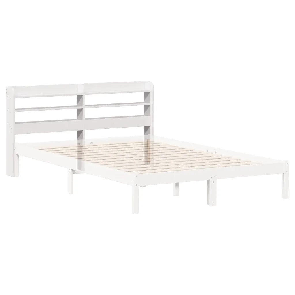 Testiera con Ripiani-Testata contenitore Bianca 140 cm in Legno Massello di Pino 451280