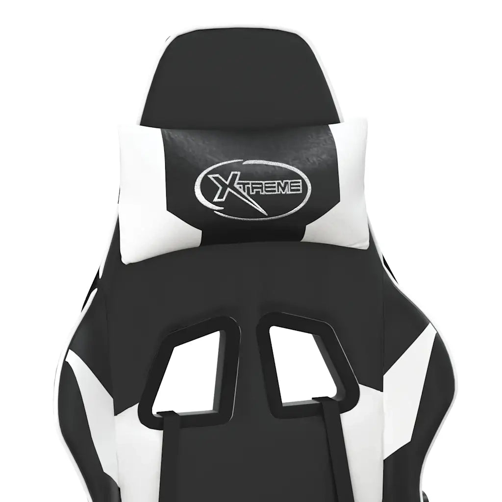 vidaXL Sedia da Gaming Massaggiante Nera e Bianca in Similpelle