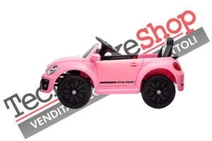 Auto Elettrica per Bambini Volkswagen Maggiolino New Beetle Small 12V-Rosa
