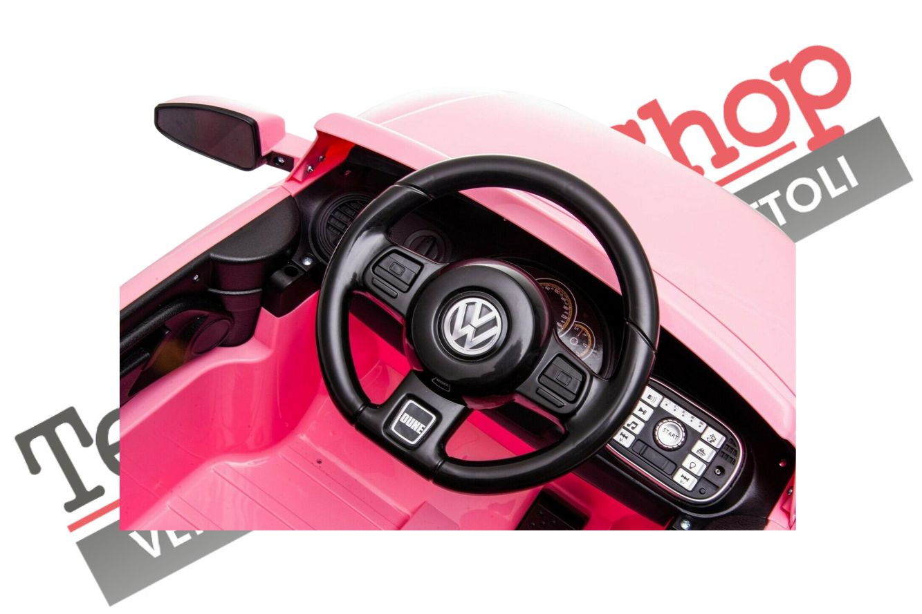 Auto Elettrica per Bambini Volkswagen Maggiolino New Beetle Small 12V-Rosa