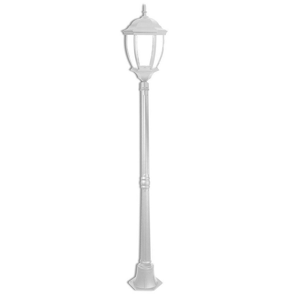 Trade Shop - Lampione Giardino Lanterna Vetro E27 Luce Esterno Alluminio 178x24cm Es35 Bianco -