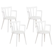 Set di 4 sedie da pranzo Seduta imbottita sintetica bianco Schienale aperto in ecopelle con braccioli Soggiorno moderno minimalista