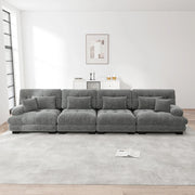 Divano angolare modulare - Xylo - 4 posti con seduta profonda, trasformabile in letto, chenille grigio