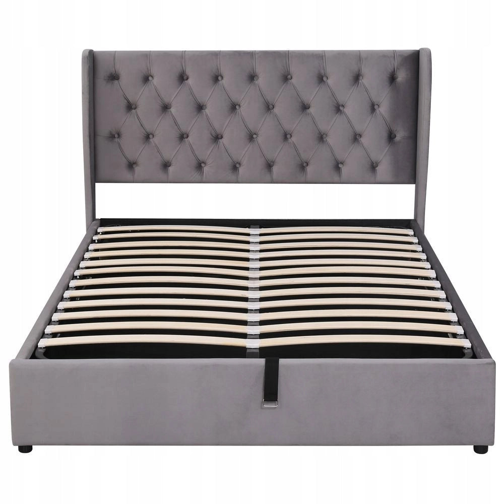 Letto singolo 140x190cm - Xylo - Velluto idraulico grigio
