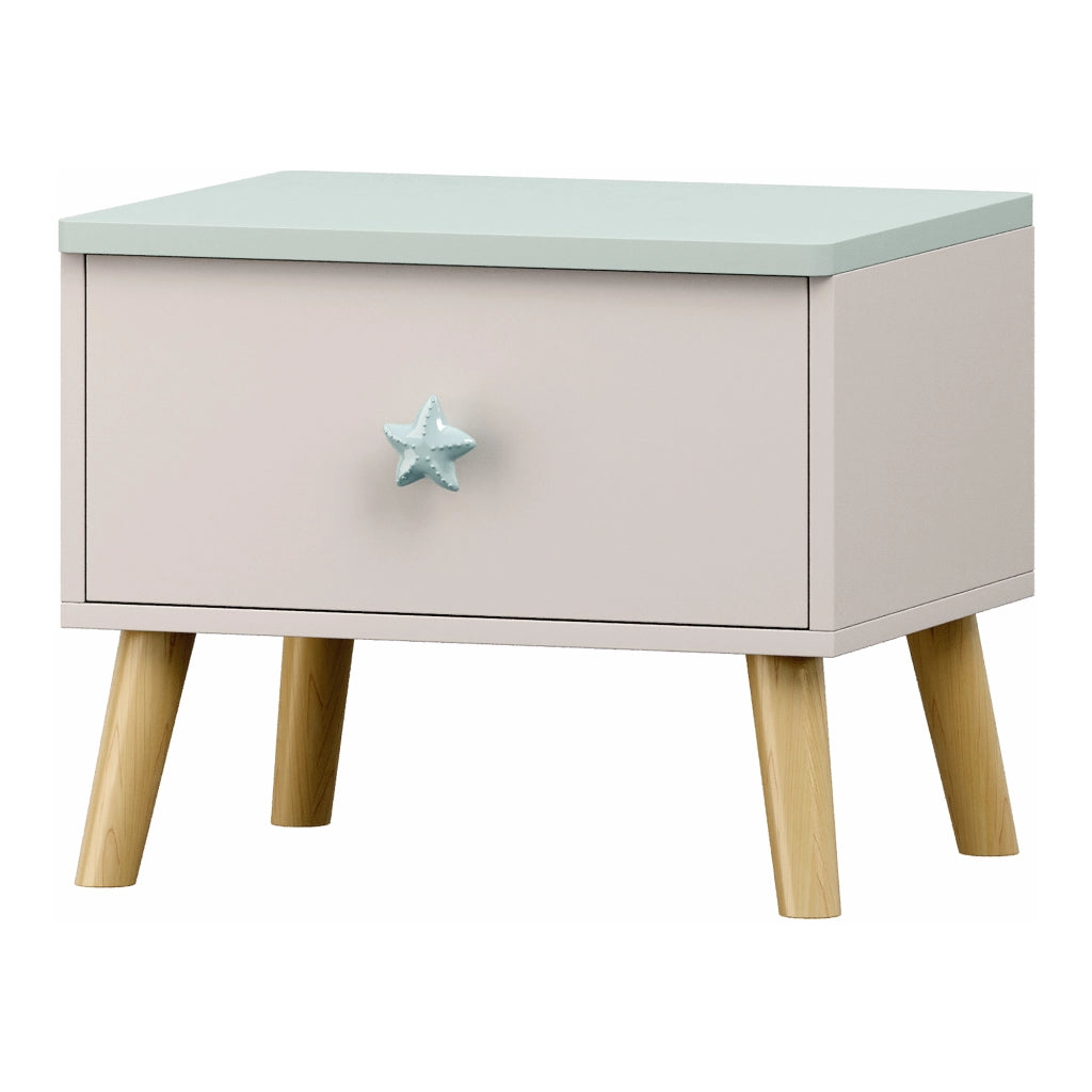 Comodino per Bambini Sandnes con Cassetto 31x38x30 cm Bianco / Menta Verde [en.casa]