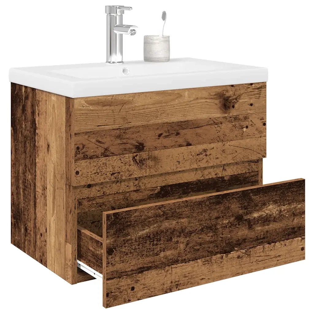 vidaXL Mobile da Bagno con Lavabo Integrato e Rubinetto Legno Antico
