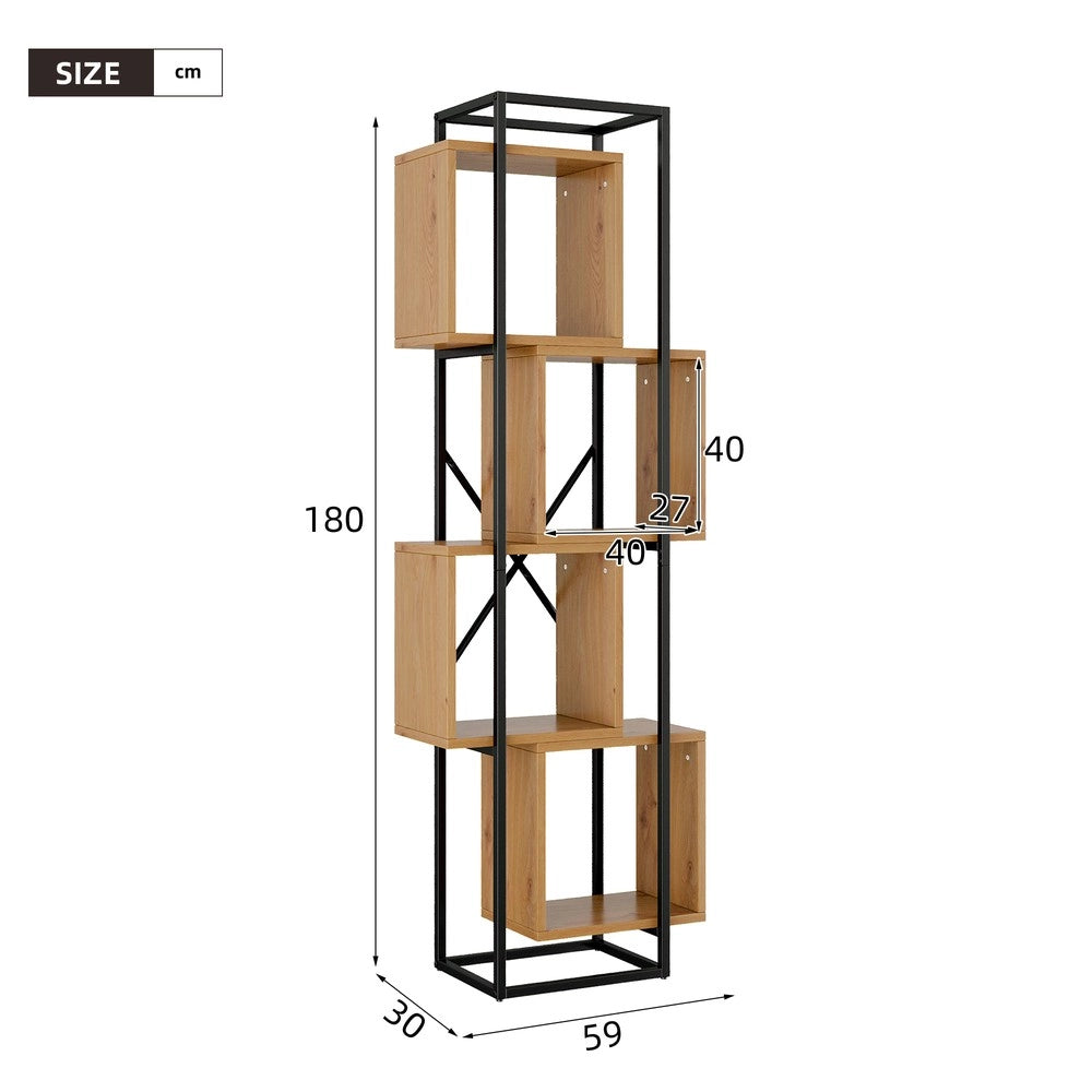 Scaffale aperto - Zephmum- 59¡Á30¡Á180 cm- 4 ripiani MDF- Design creativo a pila