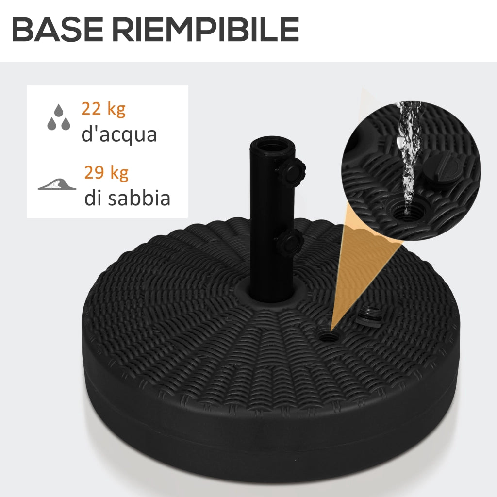 Base per Ombrellone da Giardino ¨C zephmum ¨C Nero, HDPE e Acciaio, ?51x36 cm
