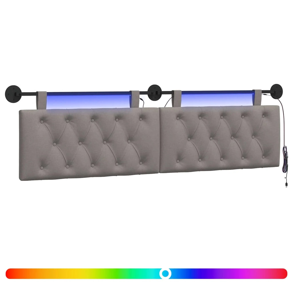 Testiera sospesa Con luce LED Tortora Tessuto