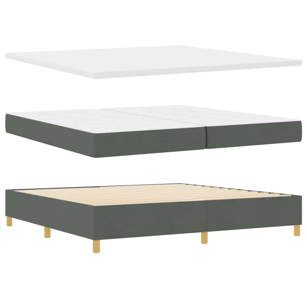 Letto a molle con materasso Grigio scuro 200 x 200 cm Tessuto