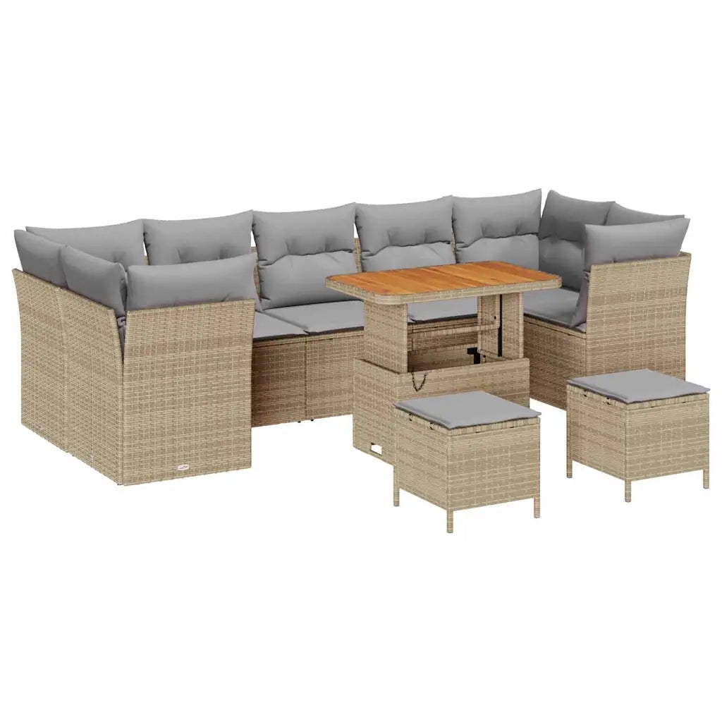Set Divano da Giardino con cuscino 10 pcs beige e grigio chiaro 3363422