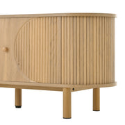 Mobile TV con 2 Ante; 1 Cassetto in Rattan e Vani Aperti; Passacavi; in MDF; Naturale; 175??36??51 cm