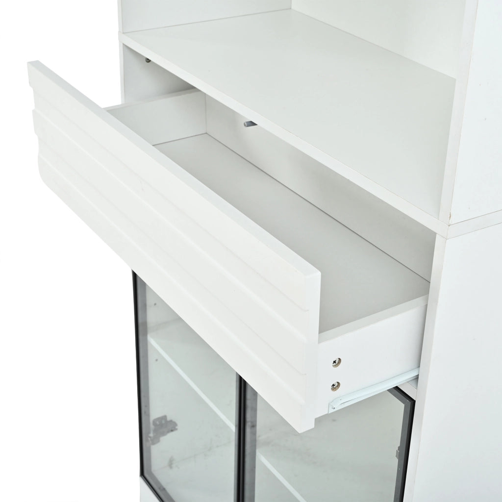 Vetrina con illuminazione LED controllabile tramite app in MDF bianco