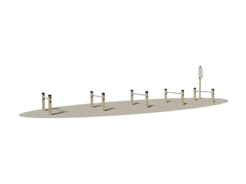 Superamento Ostacoli 2 Giochipark 5 moduli legno 9x9cm barre acciaio EN 16630