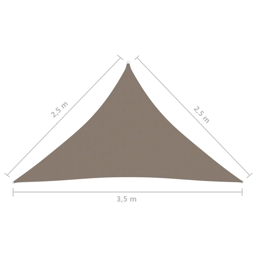 Vela ombreggiante triangolare in tessuto Oxford 2,5 x 2,5 x 3,5 m tortora 02_0009801