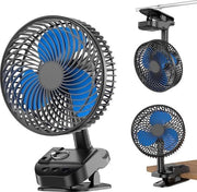 Ventilatore 4 in 1 USB, 8 pollici con clip, ventilatore da tavolo ricaricabile, 5 velocità, rotazione automatica, 3 impostazioni orarie, con clip e gancio per uso domestico e ufficio