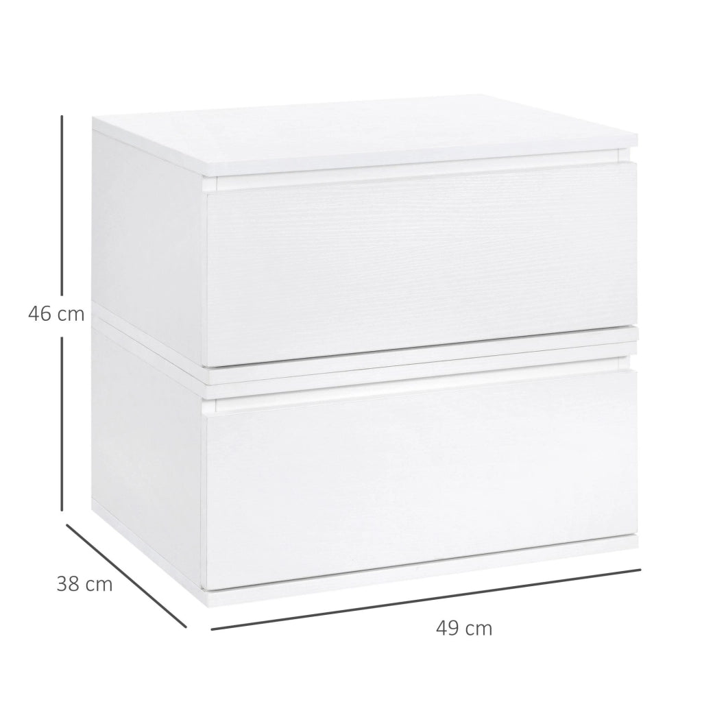 Set 2 Comodini Sospesi 49x38x23 cm in MDF e  Truciolato Bianco