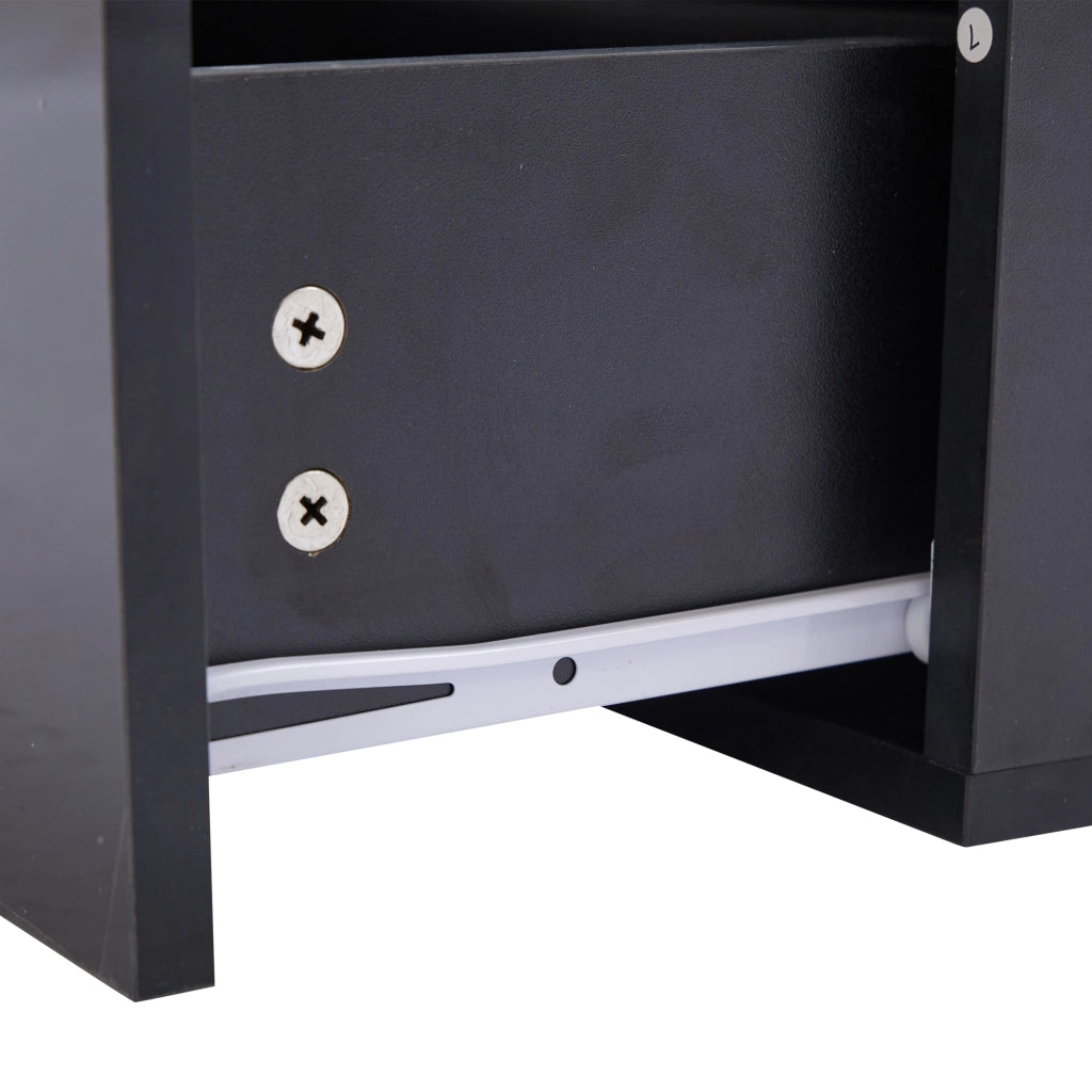 TAVOLO Basso LED 90x55x41 cm Nero lucido con 4 cassetti