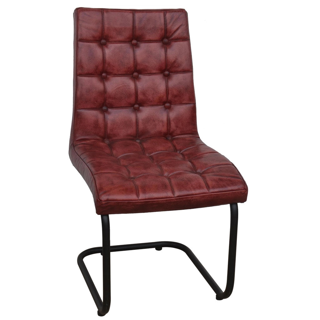 Sedia rivestita in pelle marrone 41x50x94h cm