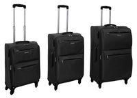 Set 3 Valigie Trolley Morbide in Poliestere 4 Ruote TSA Ravizzoni Singapore Nero