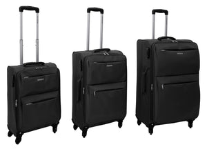 Set 3 Valigie Trolley Morbide in Poliestere 4 Ruote TSA Ravizzoni Singapore Nero
