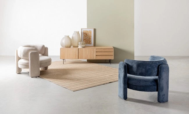 Poltrona Soggiorno 94x88x73 cm Aisha in Tessuto Beige