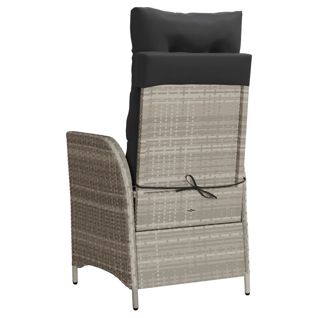 Sedia Reclinabile Giardino Poggiapiedi Grigio Chiaro Polyrattan 365286