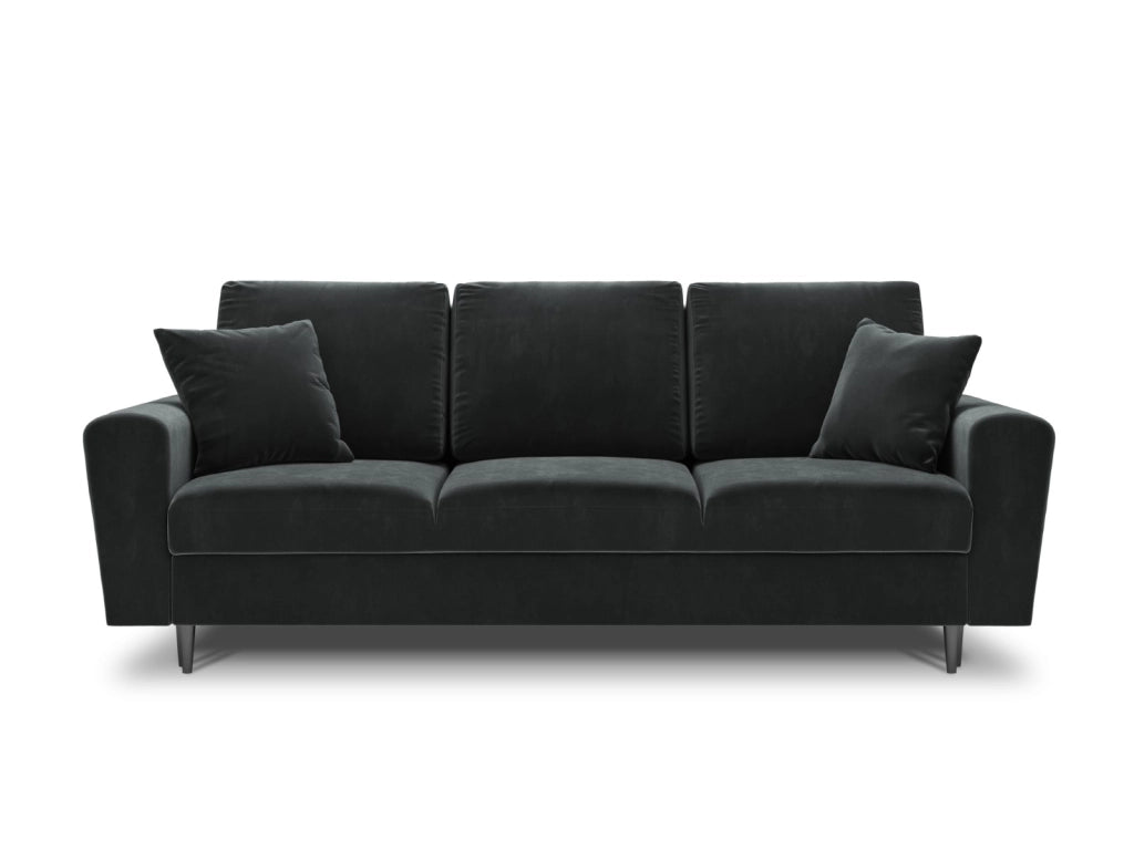 Cosmopolitan Design - Divano convertibile con contenitore "Kyoto" 3 posti in velluto grigio scuro 