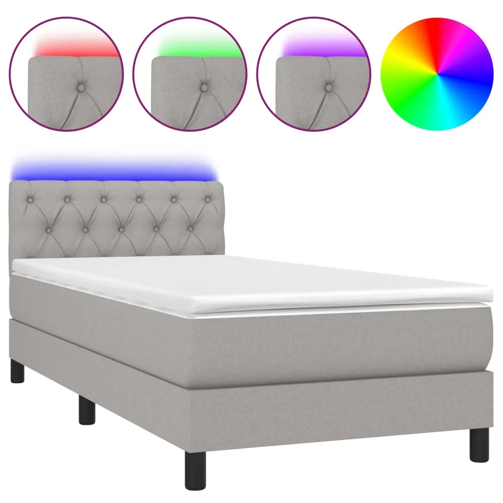 Letto a Molle Materasso e LED-Struttura Letto con Materasso Grigio Chiaro 80x200 cm Tessuto 922365