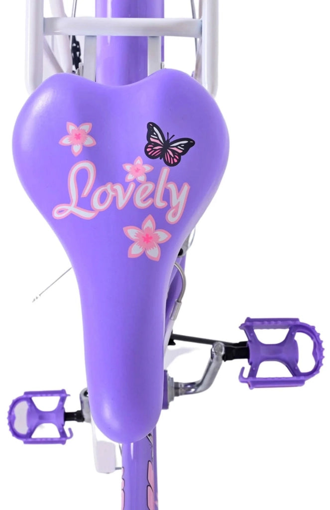 Bicicletta per Bambine 20" Stabilizzatori e Freni Vbrake con Cestino e Portabambola Viola