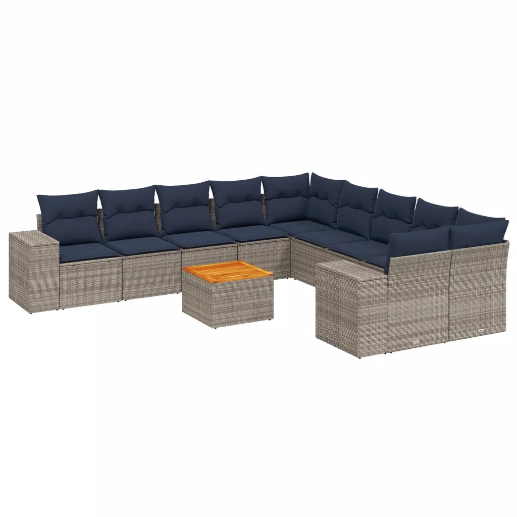 Set Divani da Giardino 11 pz con Cuscini Grigio in Polyrattan 3225641