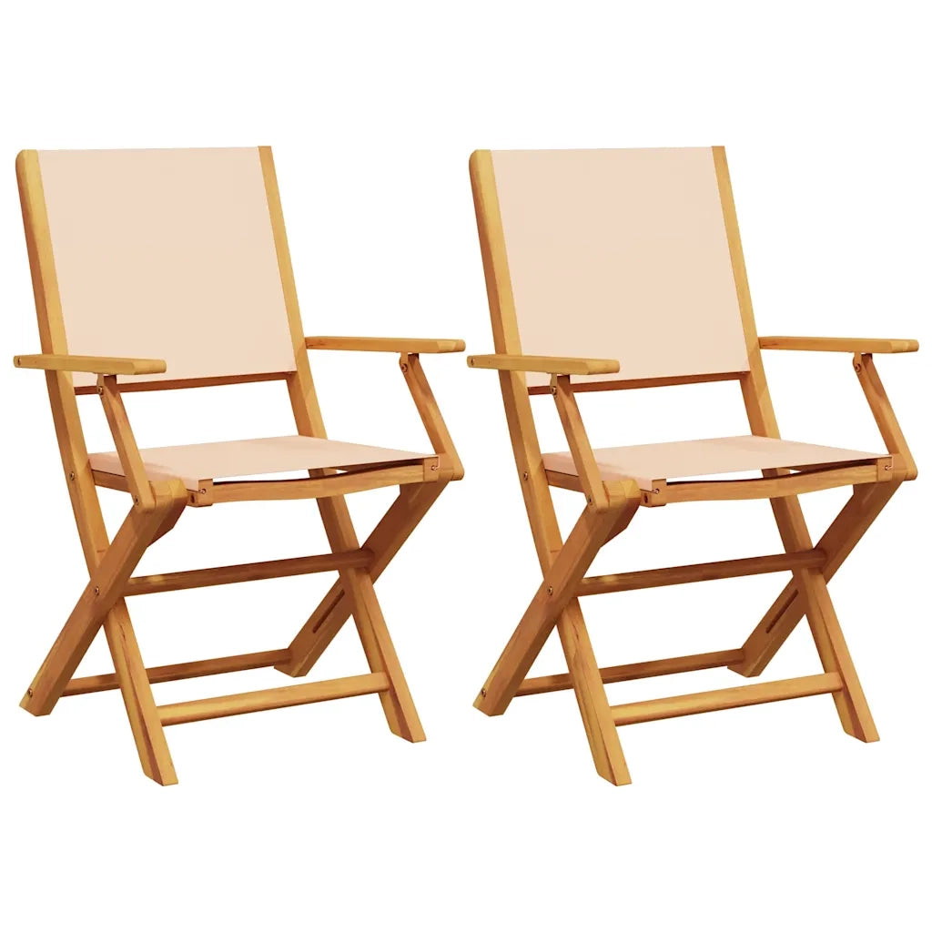 Sedie da Giardino 2pz Beige Legno Massello di Acacia e Tessuto 367672