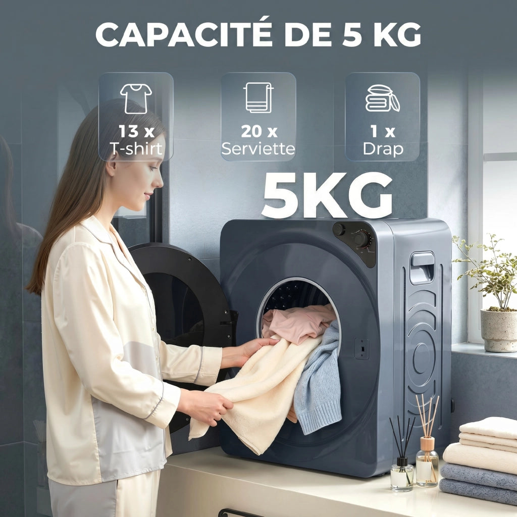 Asciugatrice a condensazione 5 kg 1000 W ¨C Minimal ¨C Acciaio inox blu