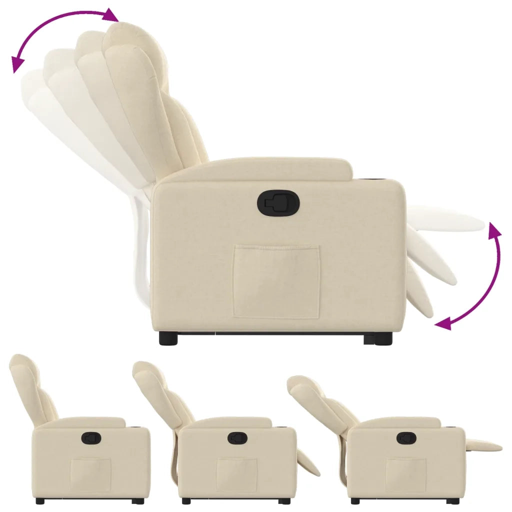 Poltrona Alzapersona Reclinabile Crema in Tessuto 3204491