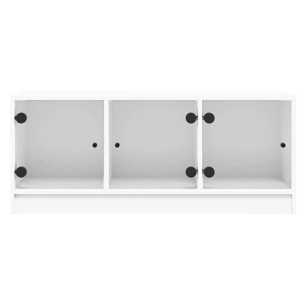 Mobile TV multimediale scaffale TV credenza mobile TV sala da pranzo soggiorno camera da letto con ante in vetro 102 x 37 x 42 cm bianco 02_0026903
